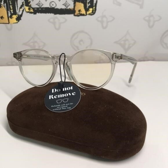 Tom Ford TF5557-B 020 Eyeglasses – Transparent Grey with Blue Control Lenses - Picture 5 of 13